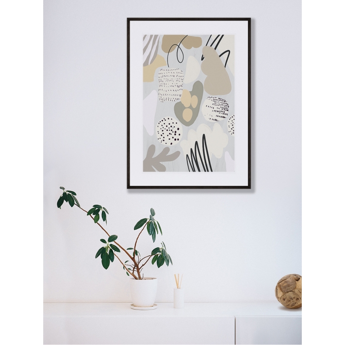 Lámina abstracto beige y negro