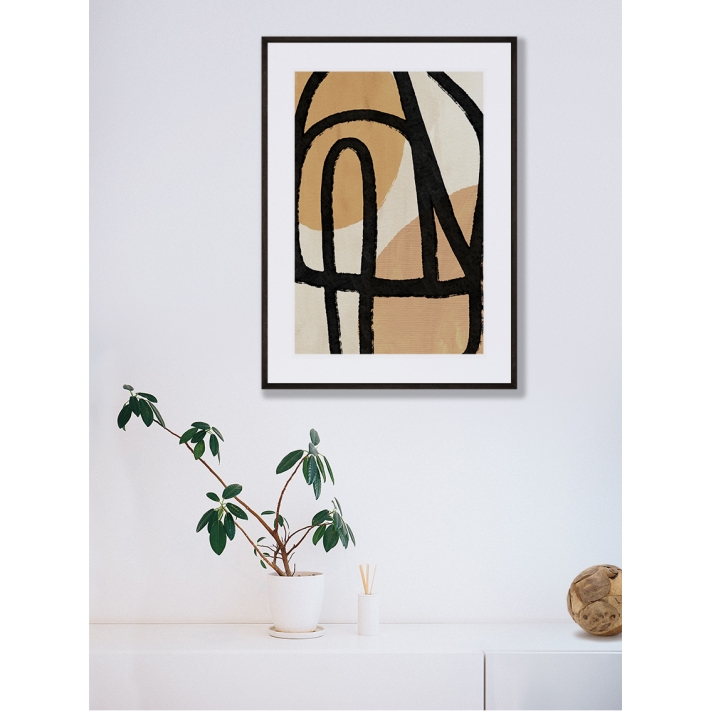 Lámina abstracto beige y negro