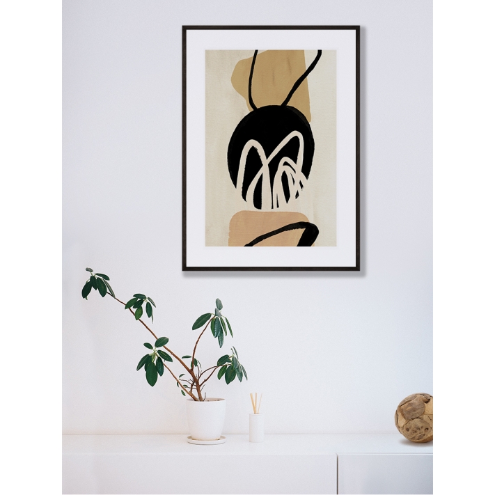 Lámina abstracto beige y negro 2