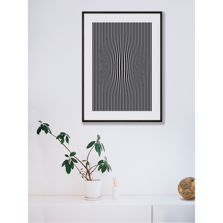 Lámina Abstracto Ondas Blanco y Negro