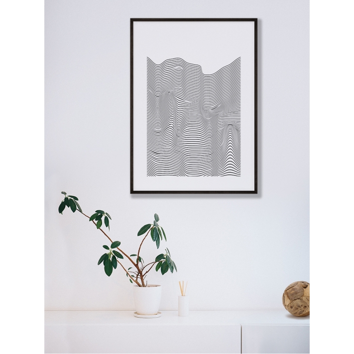 Lámina Abstracto Ondas Blanco y Negro 2