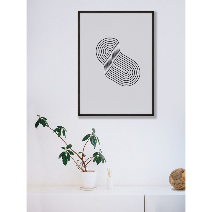 Lámina Abstracto Ondas Blanco y Negro 4