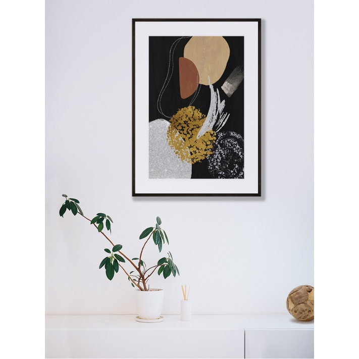 Lámina Abstracto Pincelada Plateada