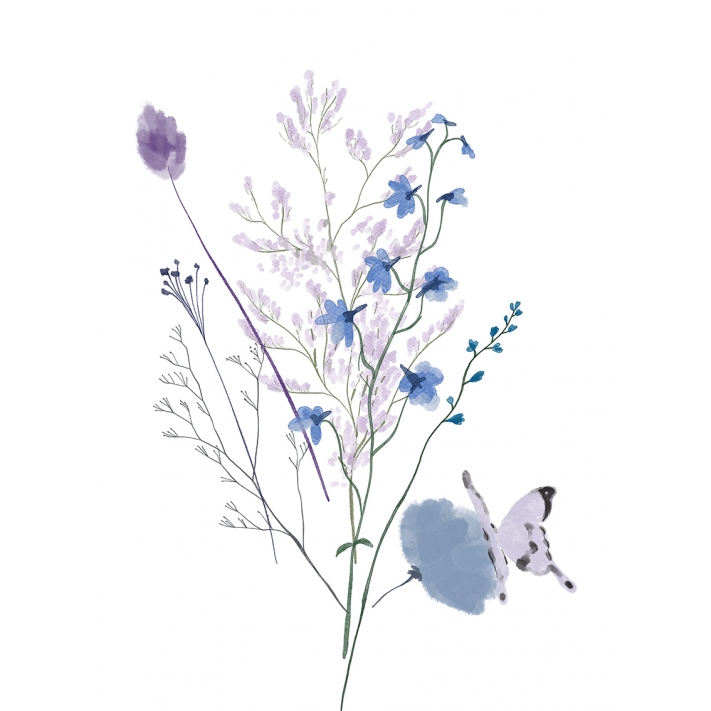 Lámina Ilustración Ramo Flores Azules 2