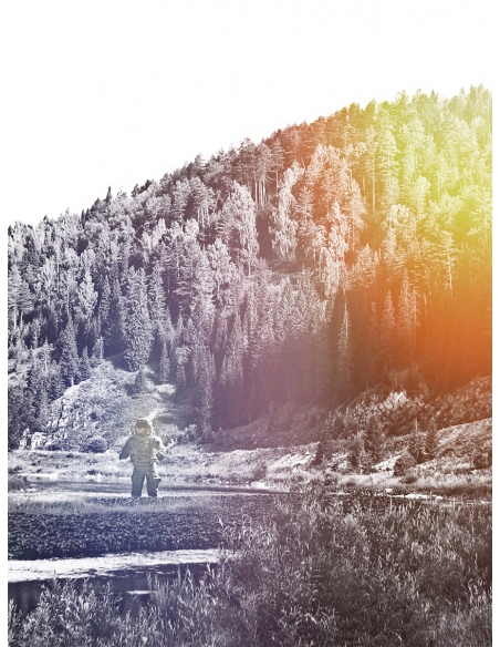 Lámina Astronauta en bosque