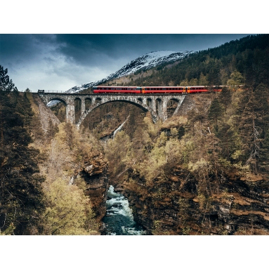 Lámina Tren Rojo sobre Puente