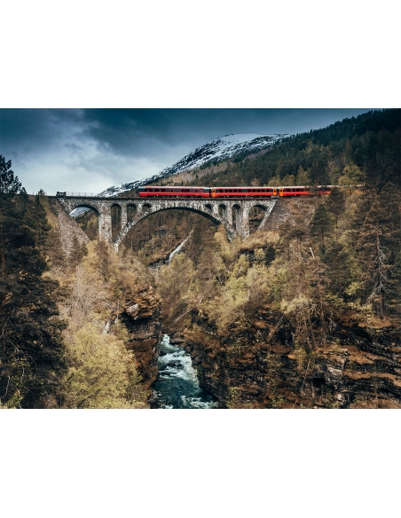 Lámina Tren Rojo sobre Puente