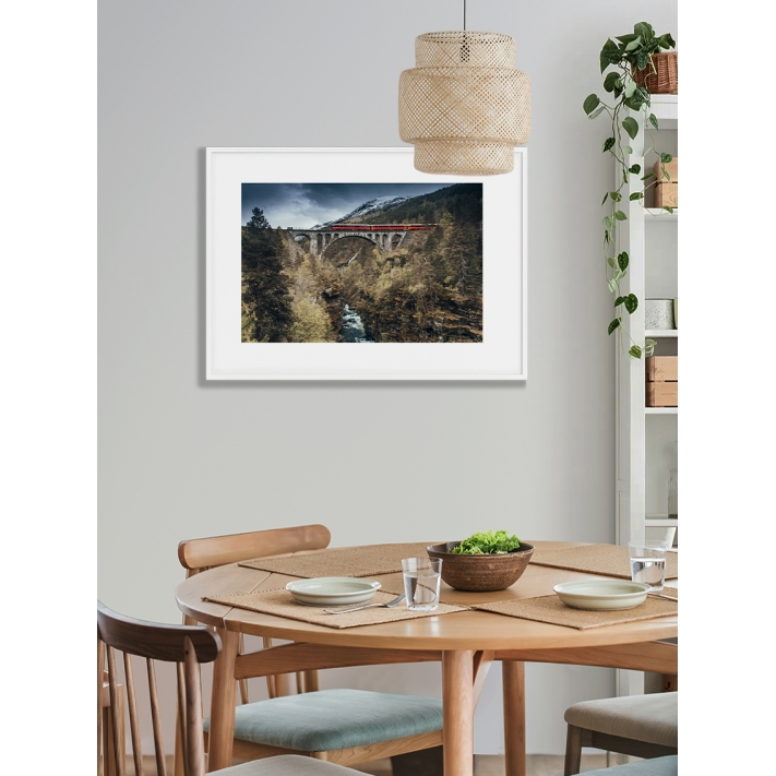 Lámina Tren Rojo sobre Puente