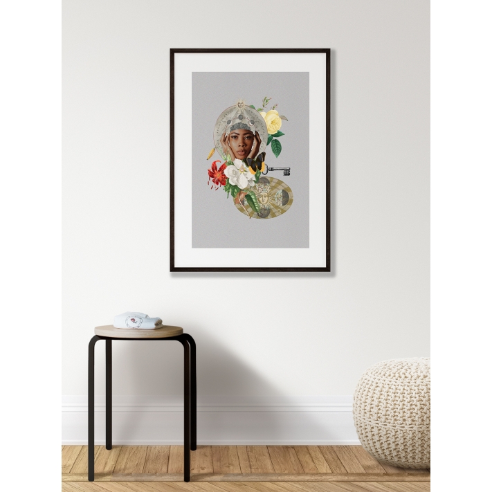 Lámina Collage Chica Flores Lámina Collage Chica Flores